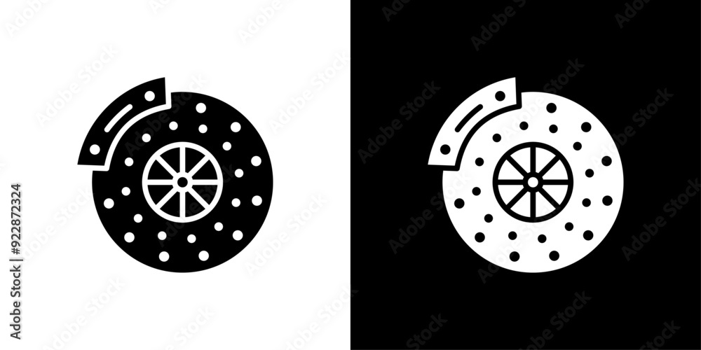 Car brake disk with caliper icon Thin line illustration set Car brake disk with caliper icon Thin line illustration set