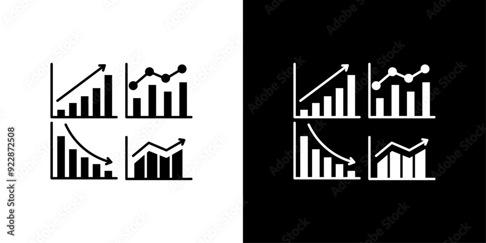 Obraz premium graph chart icon Thin line illustration set