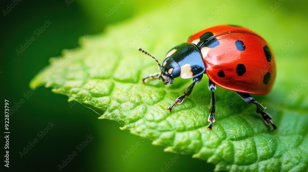 Fototapeta premium Ladybug on a Green Leaf