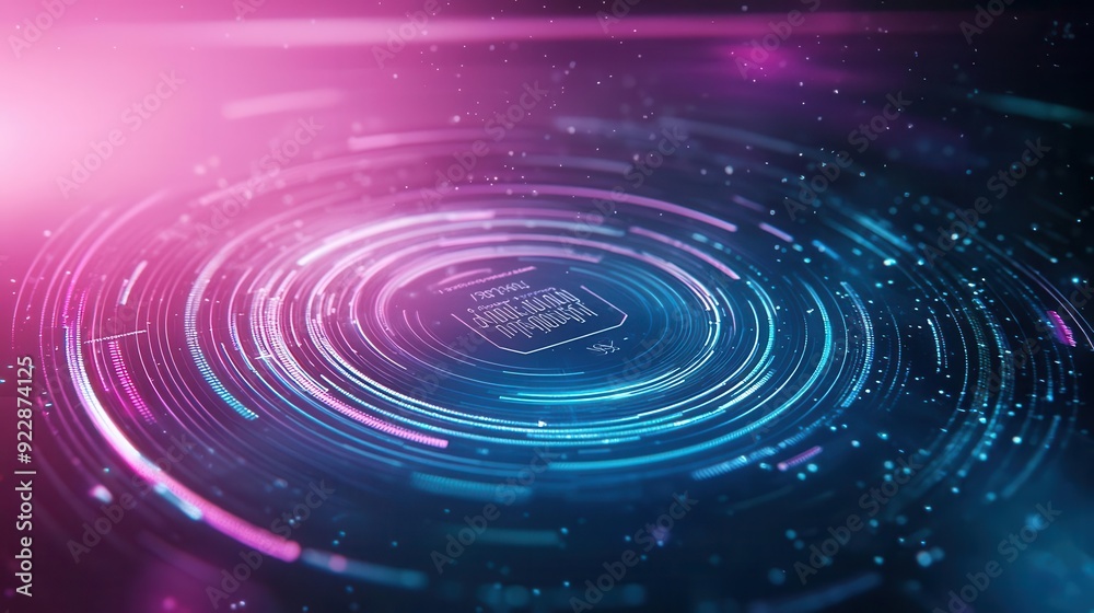 A holographic data visualization with identity elements, top view, highlighting personal data, scifi tone, Complementary Color Scheme A holographic data visualization with identity elements, top view, highlighting personal data, scifi tone, Complementary Color Scheme