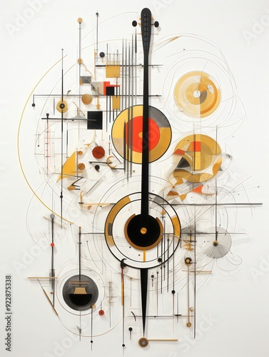 An Intricate Composition of Geometric Shapes and Colors Reflecting Creativity and Motion in Contemporary Art