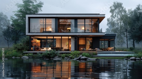An architectural masterpiece, this image captures a modern, luxurious villa  