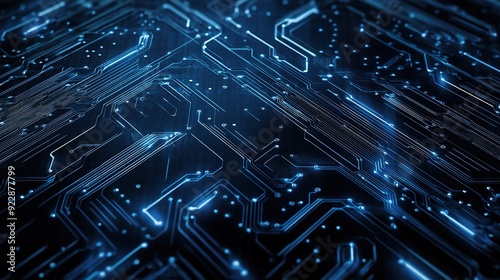 Wallpaper Mural Abstract Circuit Board: Glowing Blue Technology Pattern  Torontodigital.ca