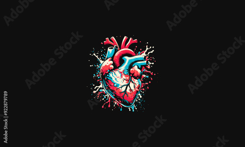 heart a human splash background vector artwork design