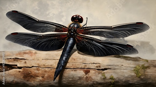 Black saddlebag dragonfly, Tramea lacerata, a migratory species UHD Wallpaper photo