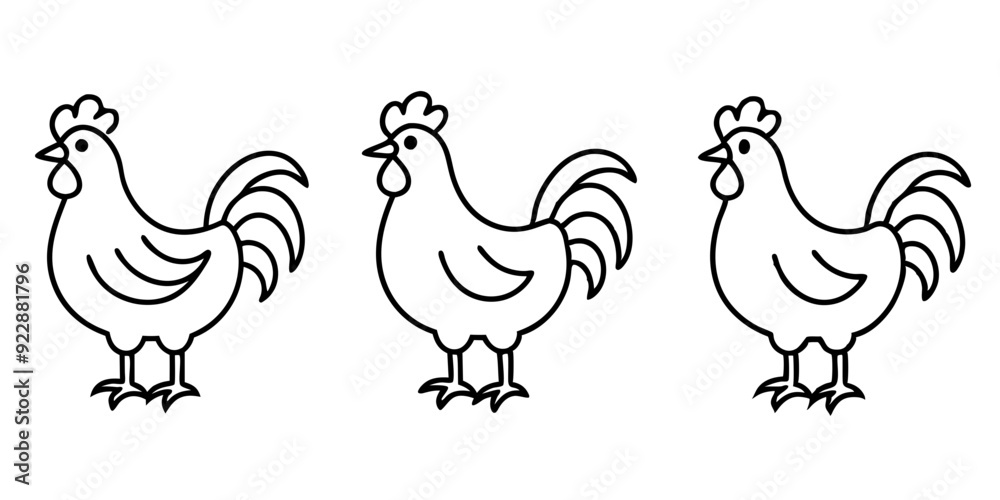 Fototapeta premium Rooster icons set of Rooster simple icon vector line art illustration