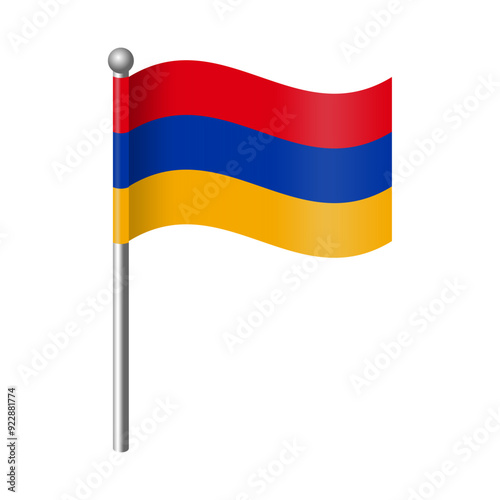 Free Download The Armenian flag flutters and waves on the flagpole. For icons, banners, emblems etc. Editable and scalable vector graphic illustration isolated on white background eps file. - GFXLoad