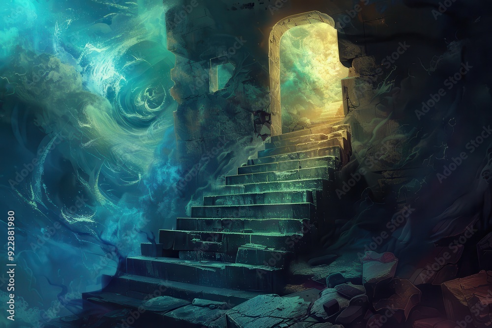 Stone Steps Leading to a Bright Portal Stone Steps Leading to a Bright Portal