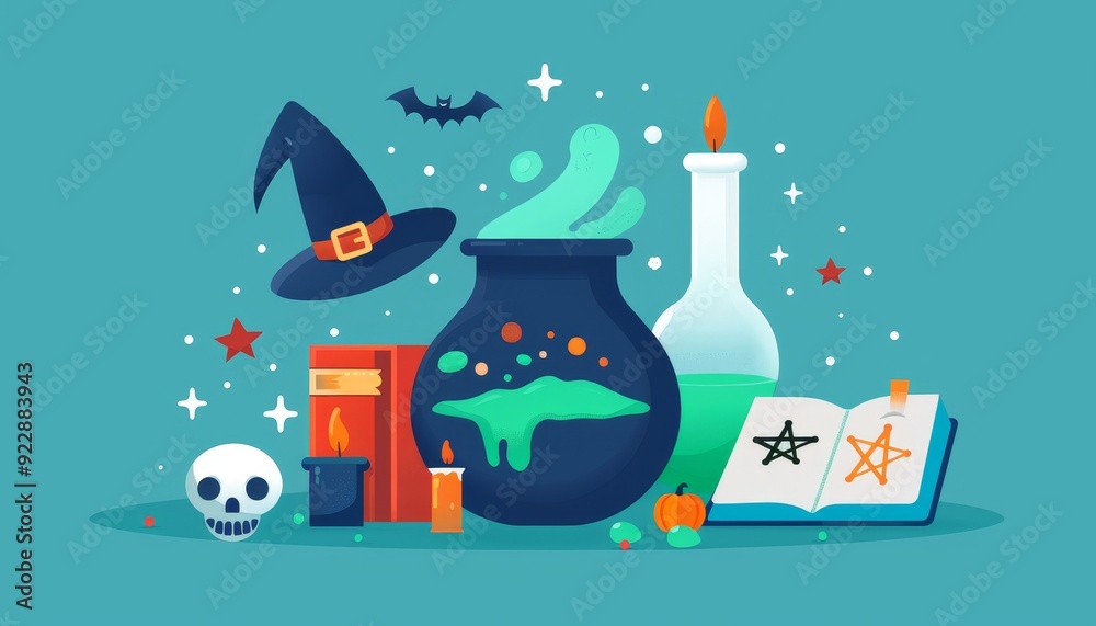 Fototapeta premium Halloween Witchcraft Potion Illustration