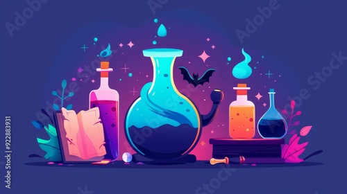Magic Potion Bottles and Book