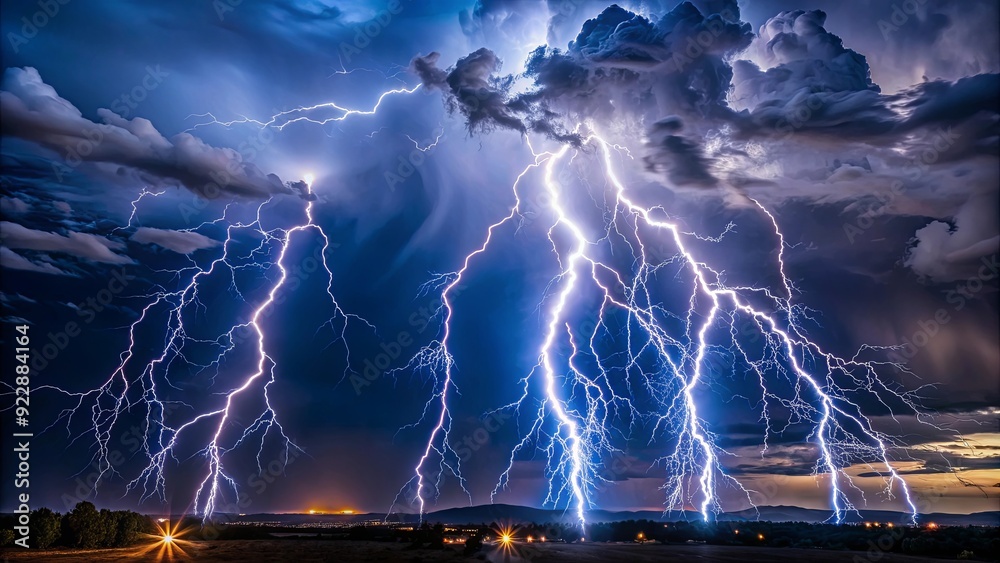 Dramatic image of lightning illuminating the night sky, storm, power, energy, weather, nature, thunder, bolt, flash, electric, dramatic Dramatic image of lightning illuminating the night sky, storm, power, energy, weather, nature, thunder, bolt, flash, electric, dramatic