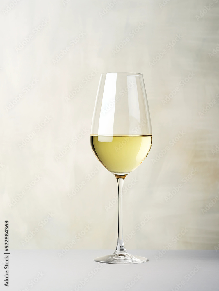 White Wine Glass on a Table with White Background White Wine Glass on a Table with White Background
