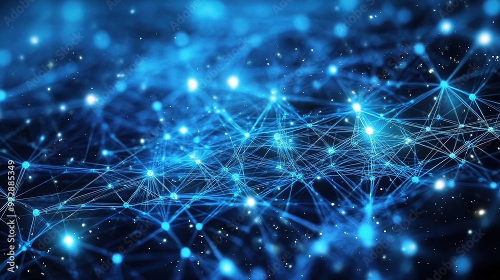 Digital Network: A mesmerizing abstract image of a complex network of interconnected lines and glowing points, rendered in vibrant blue hues. Evoking a sense of connectivity, technology, and the ever- Digital Network: A mesmerizing abstract image of a complex network of interconnected lines and glowing points, rendered in vibrant blue hues. Evoking a sense of connectivity, technology, and the ever-