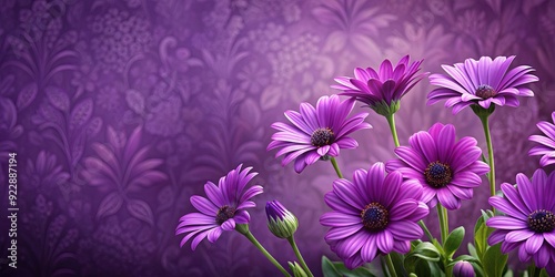 Purple flowers on a purple wallpaper background, purple, flowers, wallpaper, background, floral, nature, bloom, petals