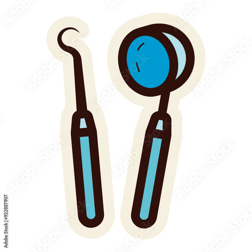 dental mirror and probe icon sticker
