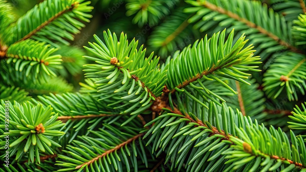 Close up of green Christmas tree branches with pine needles, evergreen, holiday, festive, winter, decoration, seasonal, nature Close up of green Christmas tree branches with pine needles, evergreen, holiday, festive, winter, decoration, seasonal, nature