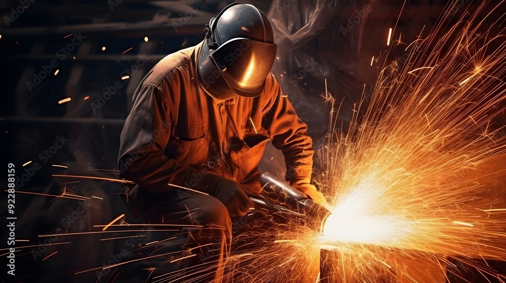 A worker was casting steel and sparks flew deep color UHD Wallpaper A worker was casting steel and sparks flew deep color UHD Wallpaper