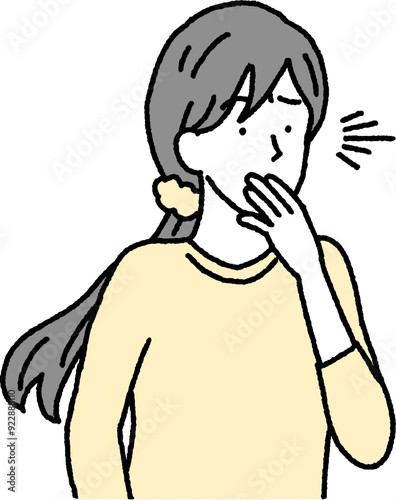 シンプルなタッチ　何かに気づく女性のイラストレーション