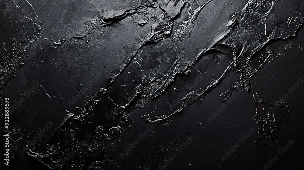 Obraz premium Dark Abstract Texture: Intriguing and enigmatic, this black abstract texture showcases a textured surface with an uneven, dynamic flow. Its abstract nature allows for a variety of interpretations.
