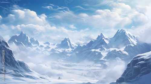 Wallpaper Mural A snowy scene on a high mountain UHD Wallpaper Torontodigital.ca
