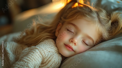 Cute Little Girl Sleeping On A Couch With Soft Pillows In The Living Room, Radiating Innocence