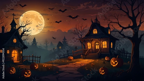 abstract and colorful beautiful illustration of halloween