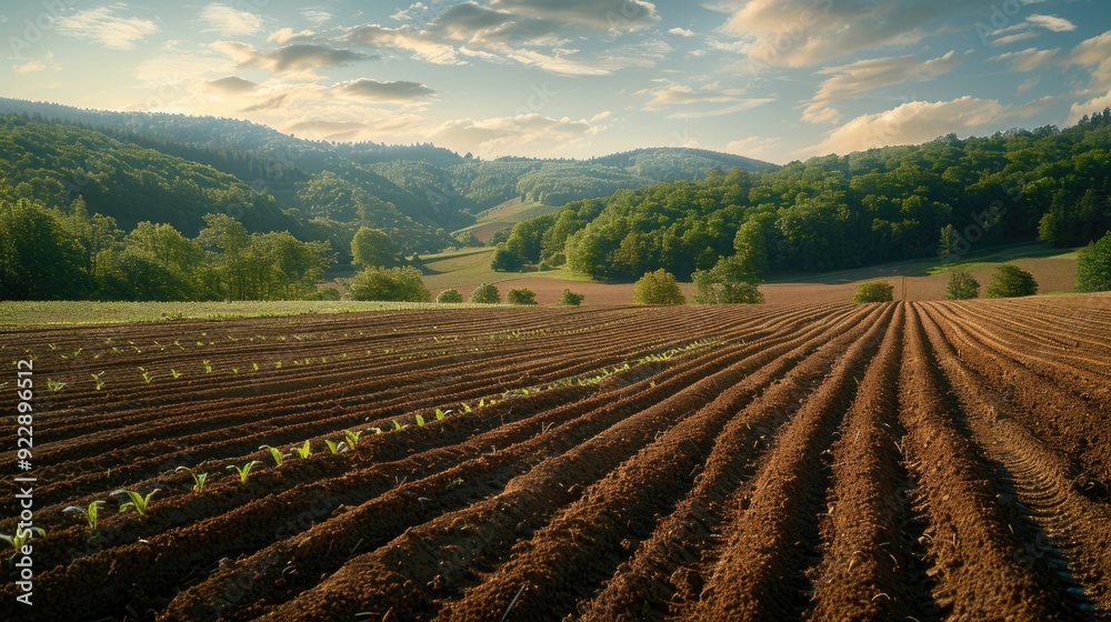 Peaceful farmland - a tranquil field with rows of freshly ploughed earth, ready for planting next season's crop, reflecting careful preparation and the hope of a bountiful harvest. Peaceful farmland - a tranquil field with rows of freshly ploughed earth, ready for planting next season's crop, reflecting careful preparation and the hope of a bountiful harvest.