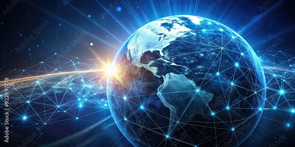 Planet connected through digital technology, technology, global, network, internet, communication, smart, connectivity, data