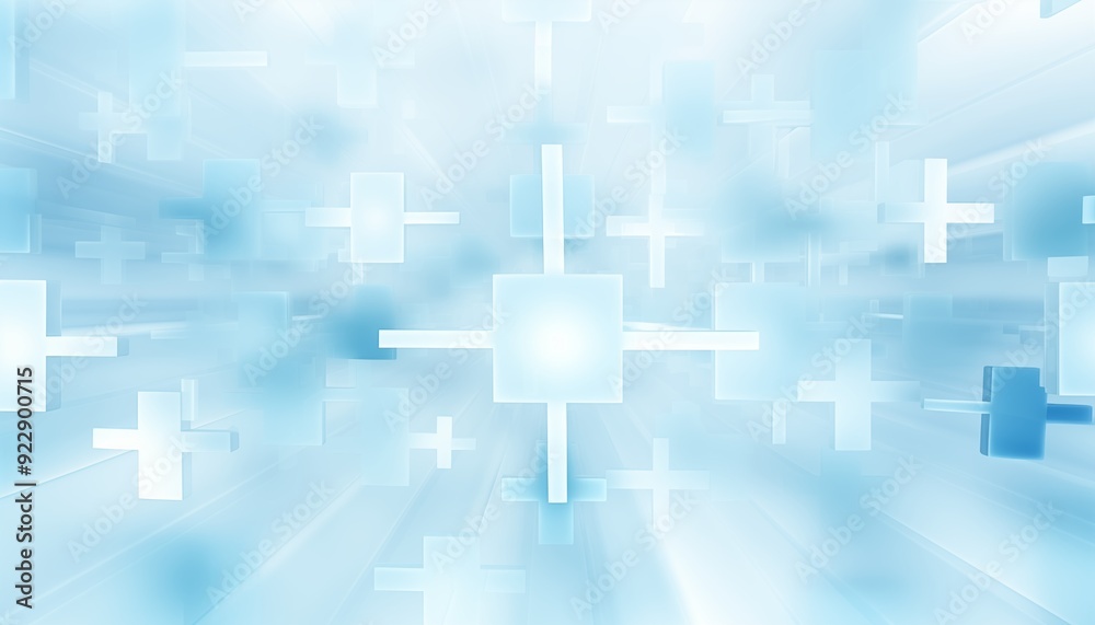 Obraz premium abstract blue background with cubes, cross, square, line