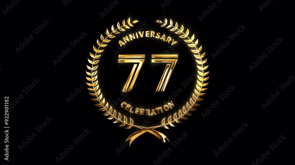77th Anniversary Celebration. Happy 77 Years Anniversary Animation in Gold Color on the Transparent Background, Alpha Channel. Great for greetings, celebrations, events, and gifts. 77th Anniversary Celebration. Happy 77 Years Anniversary Animation in Gold Color on the Transparent Background, Alpha Channel. Great for greetings, celebrations, events, and gifts.