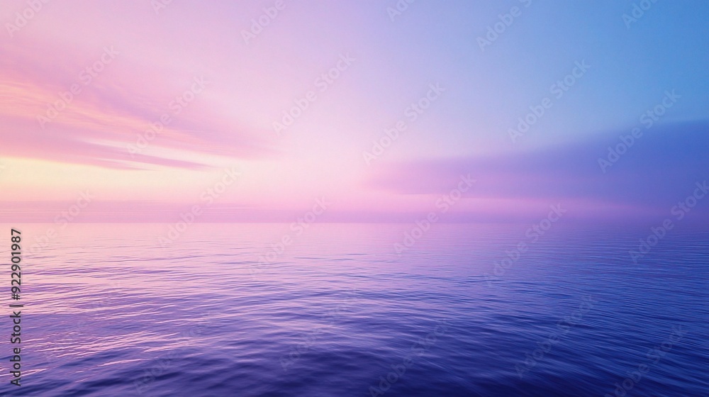 Fototapeta premium Pastel Horizons: A mesmerizing seascape bathed in ethereal hues of pink and blue, evoking a sense of tranquility and boundless possibility.