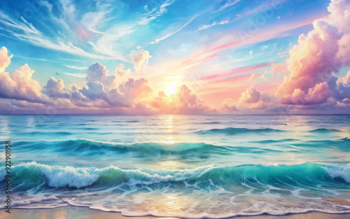 Ocean Pastel Watercolor Background,Hand painted watercolor background,Watercolor illustration