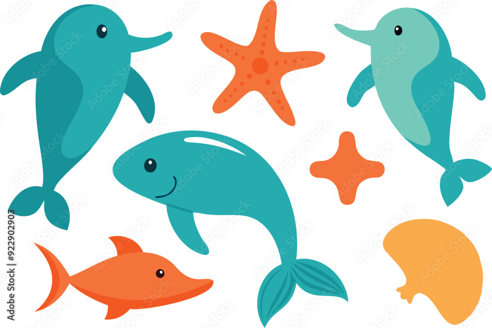 set of sea animals set of sea animals