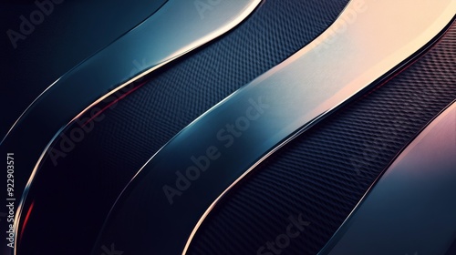 Abstract dark background with curved metal stripes.