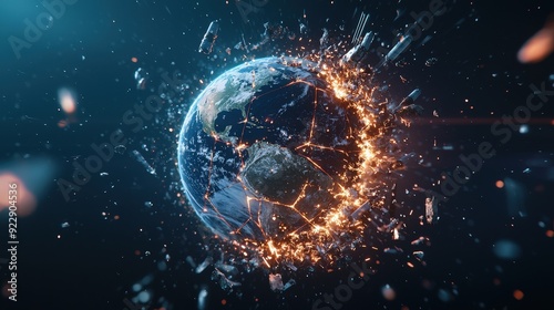 a metaphorical picture of a fence defending the planet from nuclear bombs