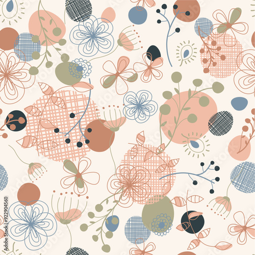 a colorful background with a variety of flowers and butterflies