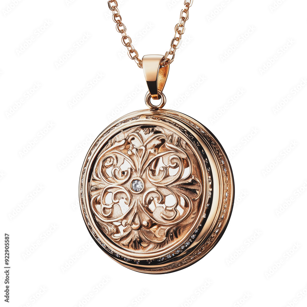 PNG Elegant gold locket with intricate design PNG Elegant gold locket with intricate design