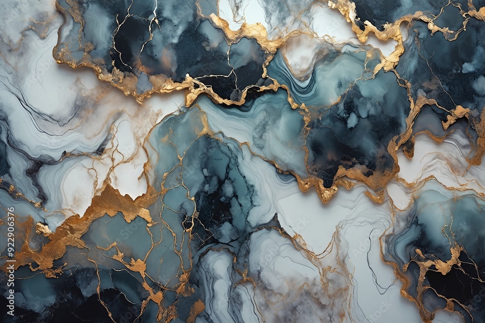 Abstract Marble Texture with Gold Accents