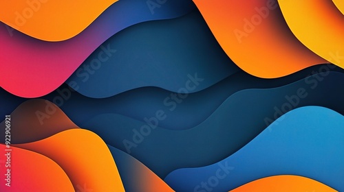 Abstract Fluid Layers: A vibrant symphony of color, where layers of blue, orange, and pink flow organically, creating a captivating and dynamic abstract design.
