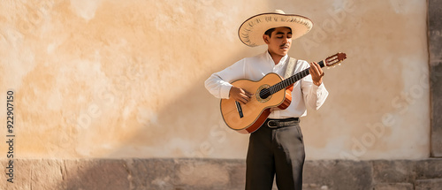 Wallpaper Mural Mexican musician with his guitar wearing a hat and traditional Mexican attire singing songs. in his town Torontodigital.ca