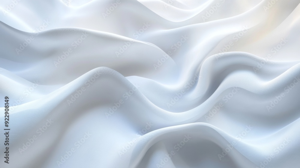 Fototapeta premium Abstract white fabric texture with soft, flowing waves and folds.