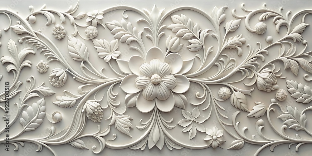 Elegant white floral bas-relief wall panel with flower design, white, floral, bas-relief, wall panel, elegant,flower Elegant white floral bas-relief wall panel with flower design, white, floral, bas-relief, wall panel, elegant,flower