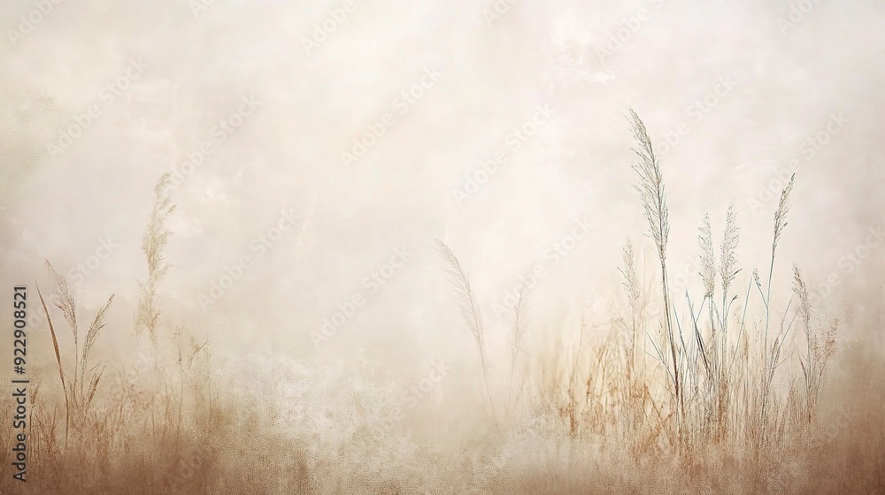 Obraz premium Golden Whispers: A Serene Meadow Bathed in Morning Mist 