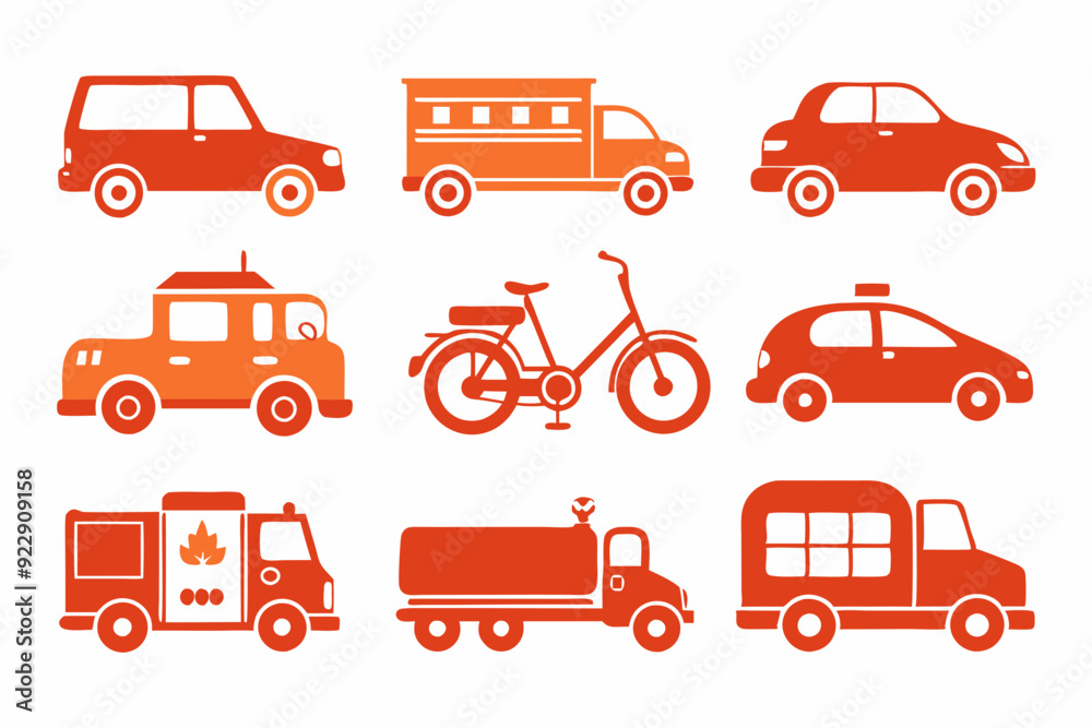 Set of colour car icons. Vehicle icon silhouette vector art illustration. Set of colour car icons. Vehicle icon silhouette vector art illustration.