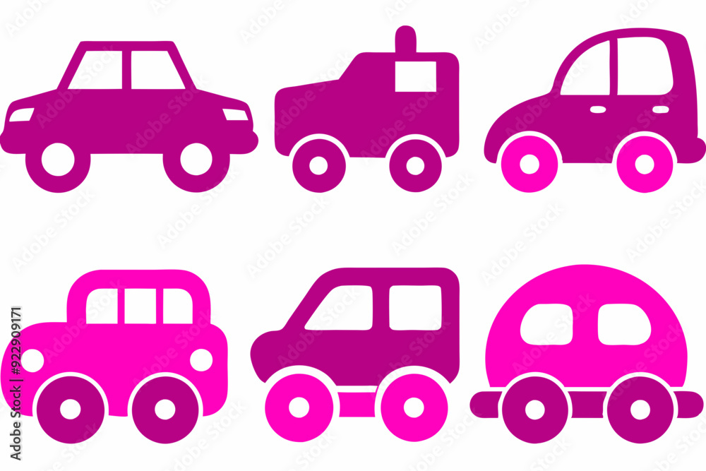 Set of colour car icons. Vehicle icon silhouette vector art illustration. Set of colour car icons. Vehicle icon silhouette vector art illustration.