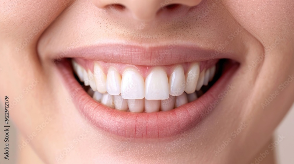 Fototapeta premium Closeup of a person s teeth showcasing the dramatic transformation from before to after using professional teeth whitening solutions The image highlights the bright radiant