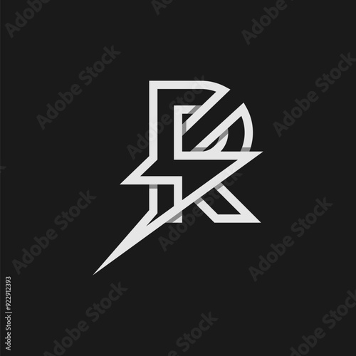 letter R electric logo, tunder bolt design logo template, vector illustration
