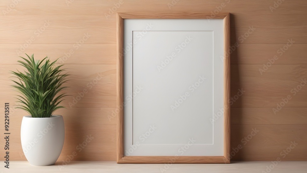 Minimal style wooden photo frame mockup. Minimal style wooden photo frame mockup.