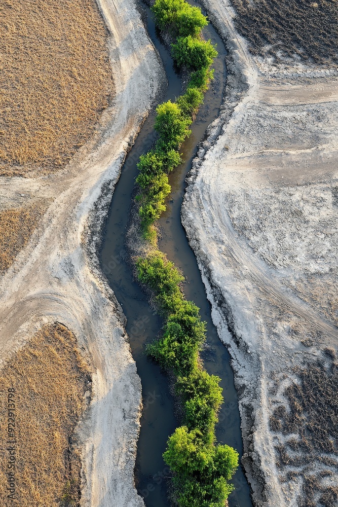 Intersection of Ditches in a Rural Area. Intersection of Ditches in a Rural Area.