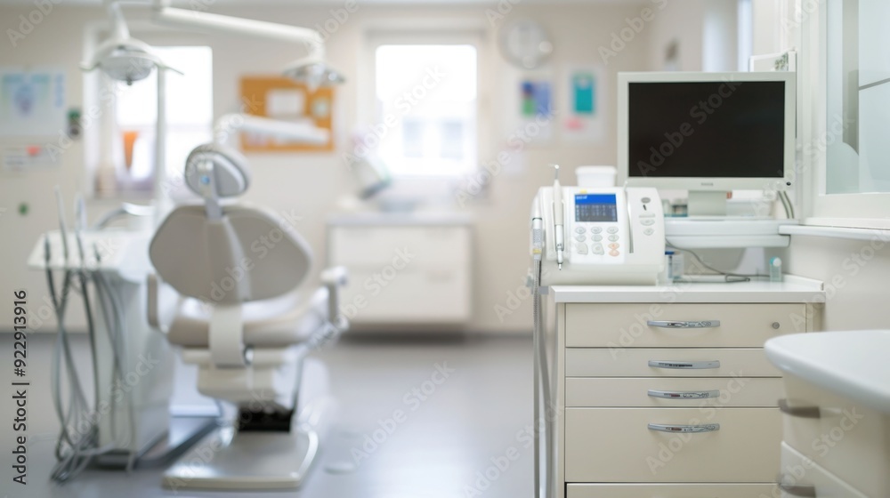 Advanced dental technology and equipment in use at a modern clean and minimalist clinic interior with blurred background Showcasing the latest advancements in dental healthcare procedures Advanced dental technology and equipment in use at a modern clean and minimalist clinic interior with blurred background Showcasing the latest advancements in dental healthcare procedures
